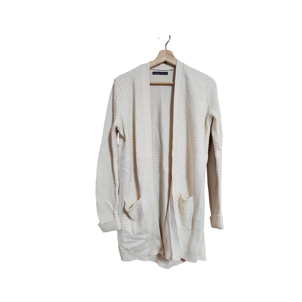 Abercrombie & Fitch Womens Textured Open Front Cardigan Sweater With Pockets Sma